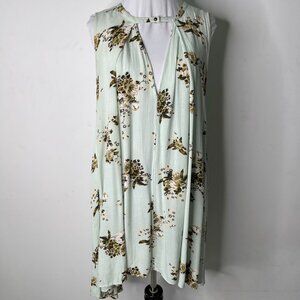 Free People Women's Green Mint Floral Swing Tunic Mini Dress Size Medium
